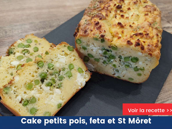 Cake petits pois, feta et St Môret